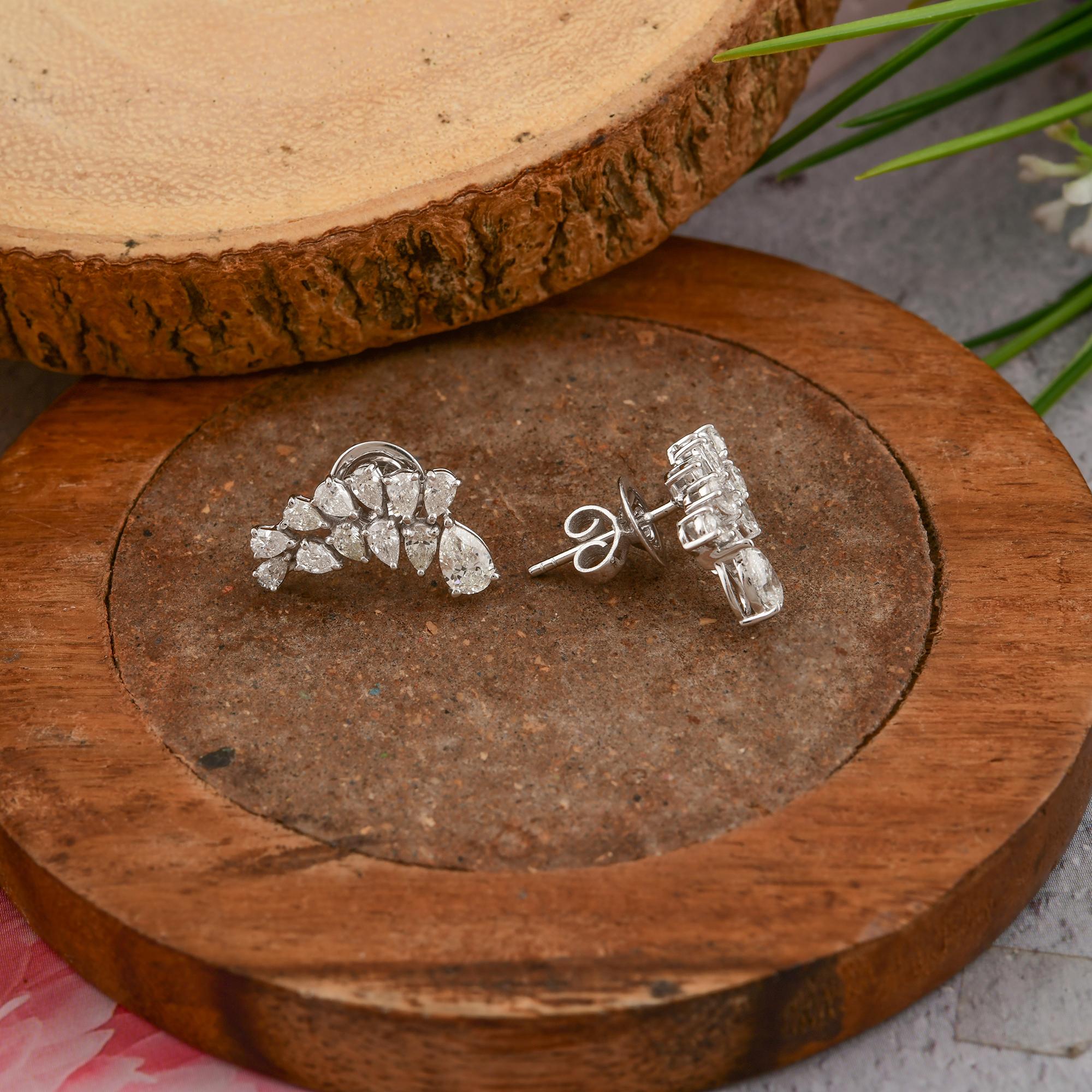 Birnen-Cluster 1,71 Karat SI/HI Diamant-Ohrstecker-Ohrringe 18 Karat Weißgold im Angebot 3