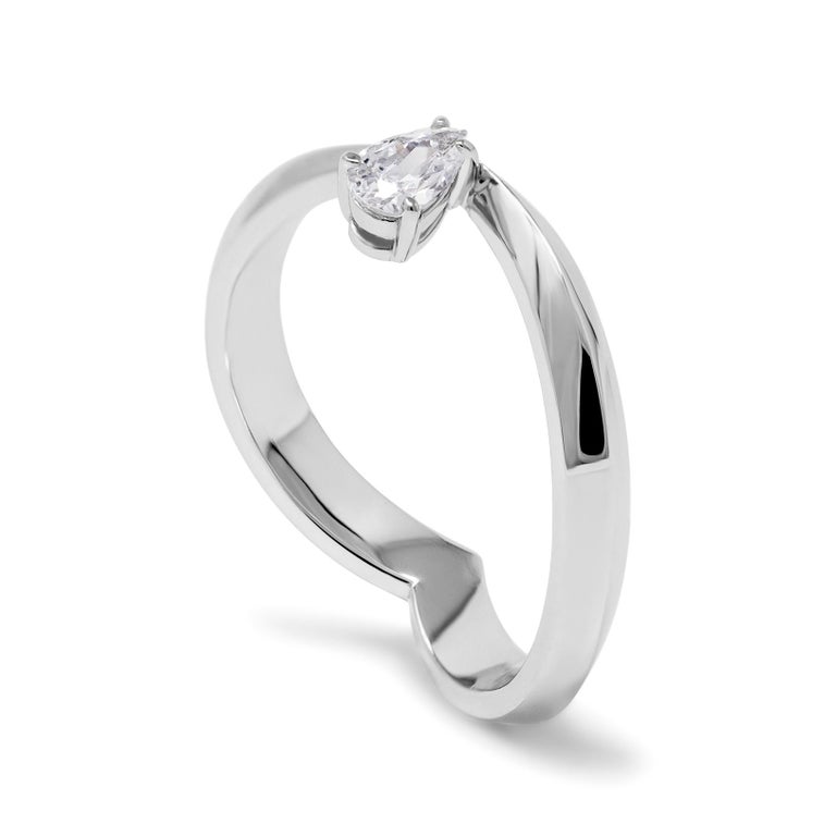 Customizable GIA Certified 0.22 Carat PearCut White Diamond 18k White