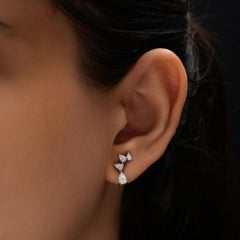 Pendientes de diamantes naturales talla pera 0,93 ct Oro blanco 14k Joyería fina