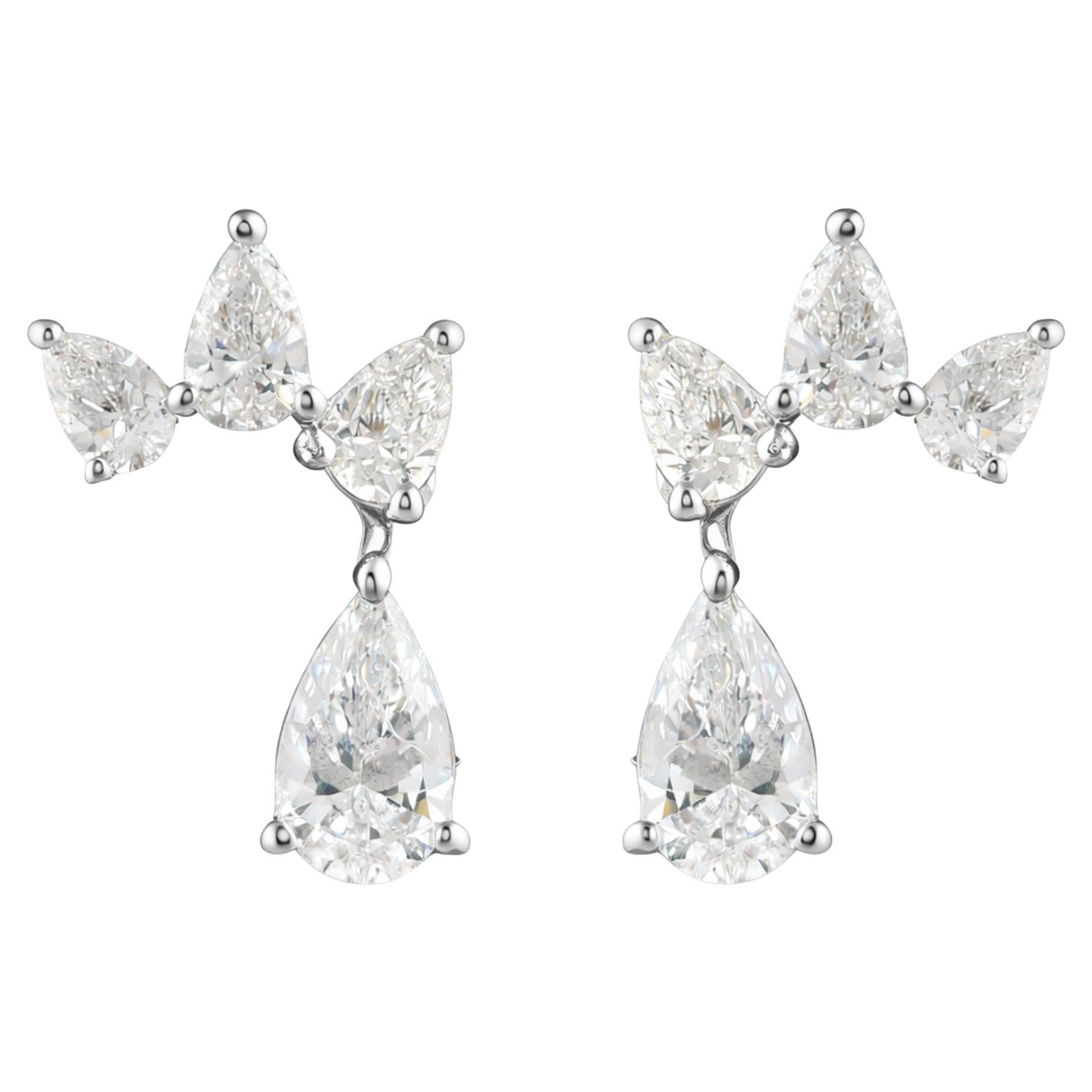 Boucles d'oreilles diamant naturel taille poire 0.93 ct 14k or blanc Fine Jewelry