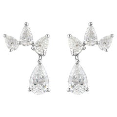 Pendientes de diamantes naturales talla pera 0,93 ct Oro blanco 14k Joyería fina