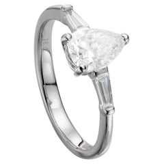 Pear-cut 1.00ct Diamond Solitaire Engagement Ring in 18K White Gold