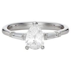 Pear-cut 1.00ct Diamond Solitaire Engagement Ring in 18K White Gold