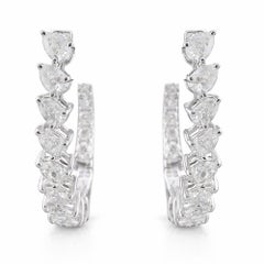 Pear Cut 1.02 Ct SI/H Diamond Inside-Out Hoop Earrings 18k White Gold