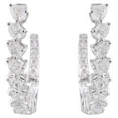 Pear Cut 1.02 Ct SI/H Diamond Inside-Out Hoop Earrings 18k White Gold
