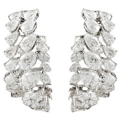 Boucles d'oreilles double diamant naturel taille poire 10,43 ct or blanc massif 18k