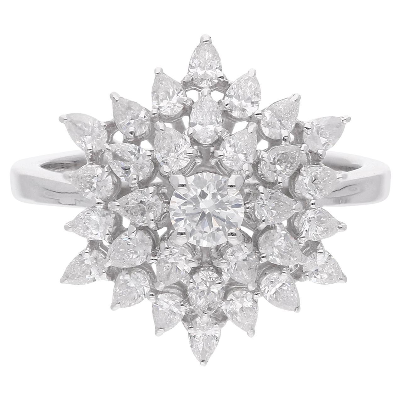 Pear Cut 1.23Ct natürlichen Diamant Hochzeit Cocktail Ring in 14K Weißgold Schmuck