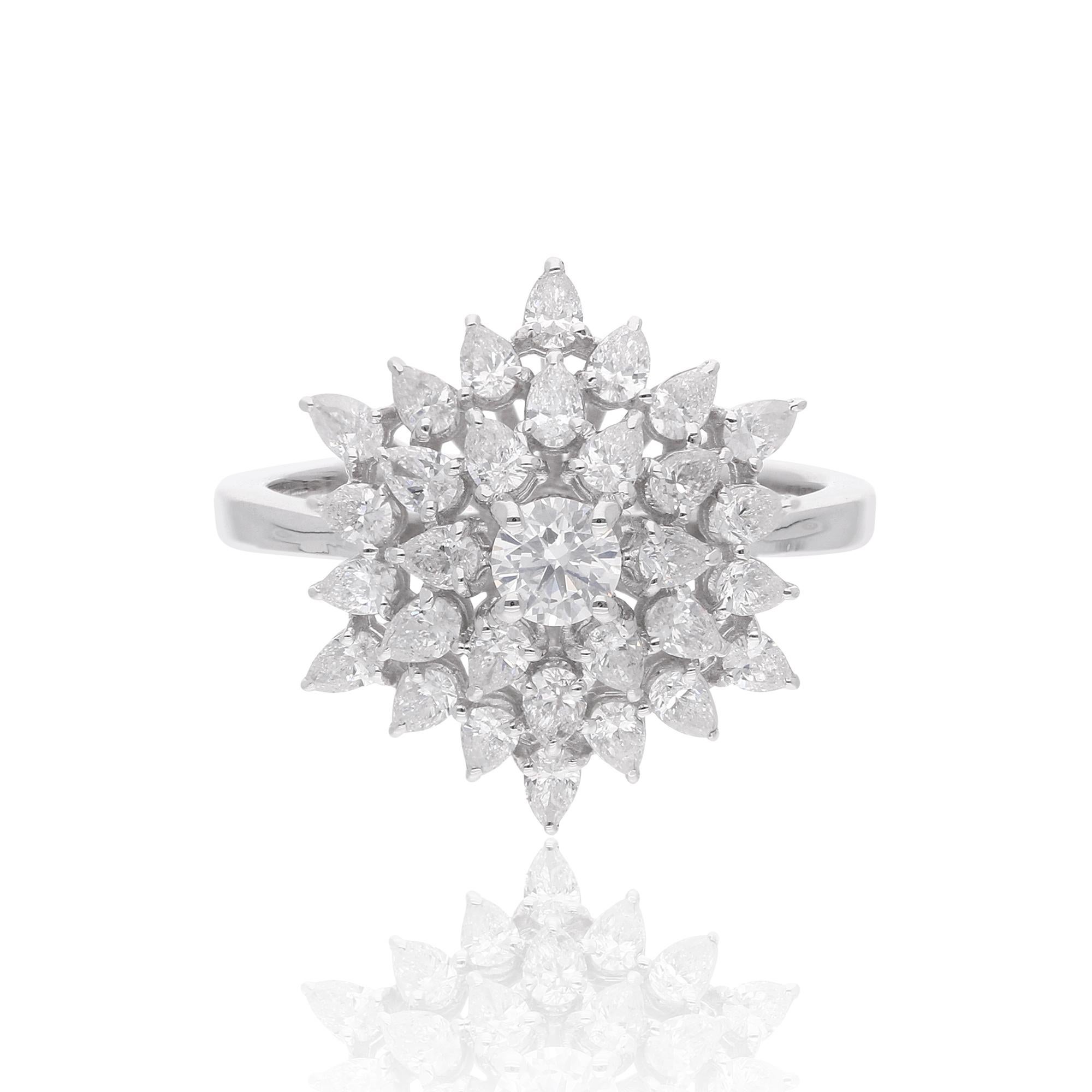 Im Angebot: Pear Cut 1.23Ct natürlichen Diamant Hochzeit Cocktail Ring in 18K Weißgold Schmuck () 8