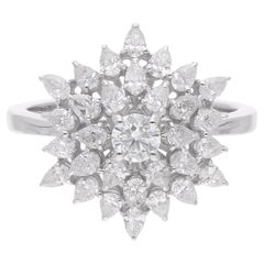 Pear Cut 1.23Ct natürlichen Diamant Hochzeit Cocktail Ring in 18K Weißgold Schmuck
