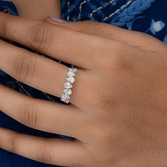 Pear Cut 1.37Ct Natural Diamond Half Eternity Band Ring 14 Karat White Gold