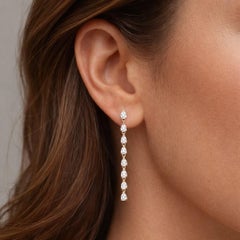 1.05ct Pear Cut Diamond 14K Gold Linear Drop Earrings