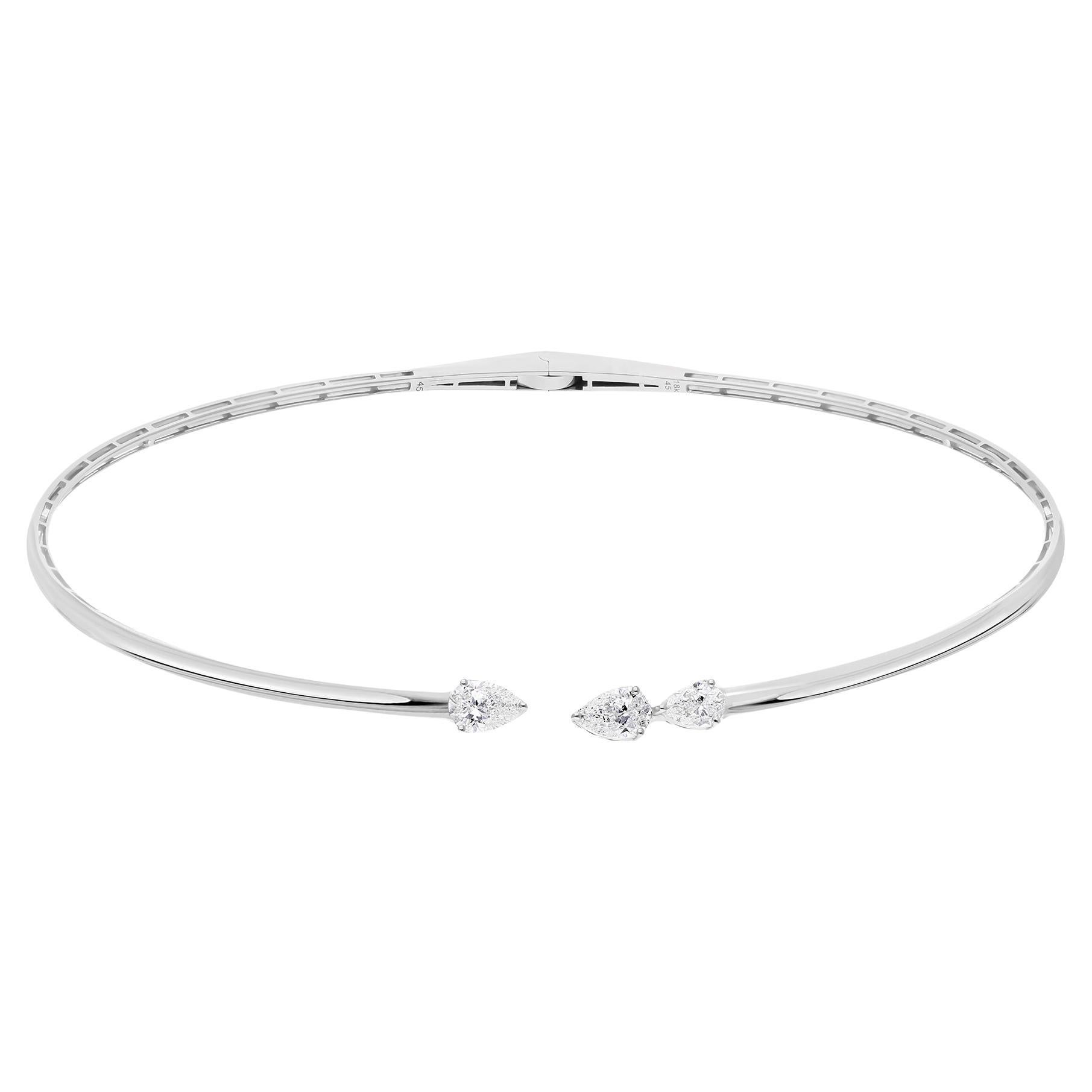 Pear Cut 1.85 Carat SI/H Diamond Choker Necklace 14K White Gold Fine Jewelry