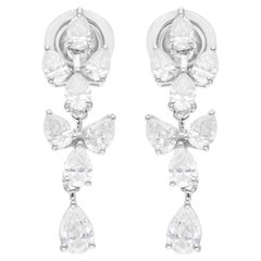 Pear Cut 1.95 Carat SI/H Natural Diamond Dangle Earrings 18 Karat White Gold