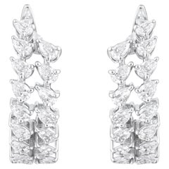 2.01 ctw Marquise & Pear Diamond Double-Row Huggie Hoop Earrings 18K White Gold