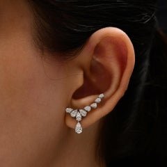 Birnenschliff 2,10 SI/H Diamant Ohrclimber Ohrringe 14k Weißgold