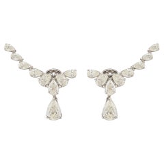 Pendientes largos tipo «climber» con diamantes naturales de 2,10 quilates en oro blanco de 18 quilates