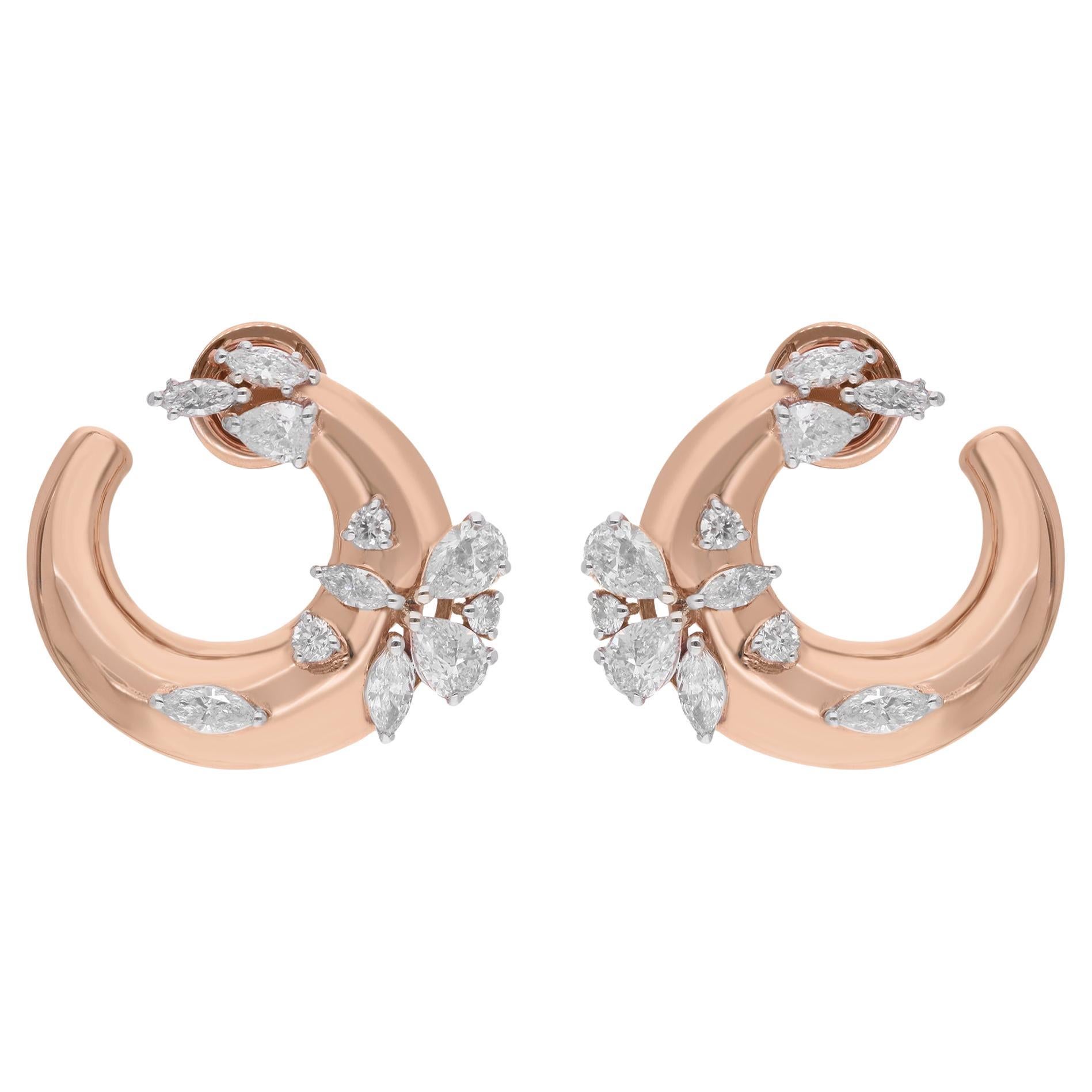 Pear Cut 2.11Ct SI/H Diamond Stud Earrings in 14K Rose Gold Fine Jewelry