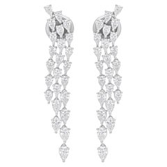 Pear Cut 2.25 Carat Natural Diamond Drop Earrings 14k White Gold Fine Jewelry