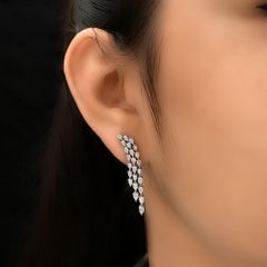 Pear Cut 2.25 Carat Natural Diamond Drop Earrings 18k White Gold Fine Jewelry