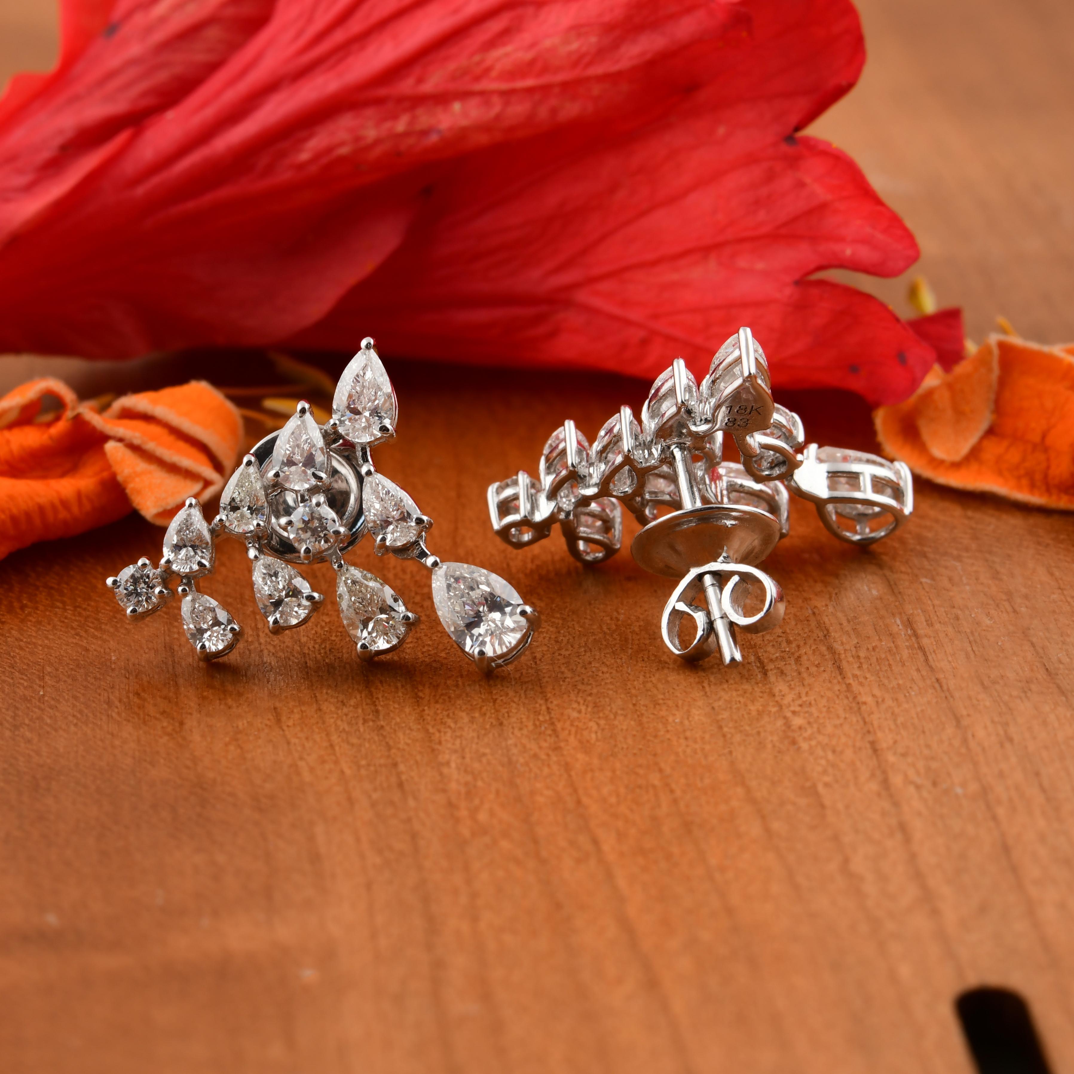 Birnenschliff 2,28cts SI/HI Diamant Ohrstecker Geschenk 14 Karat Massiv Weißgold (Moderne) im Angebot