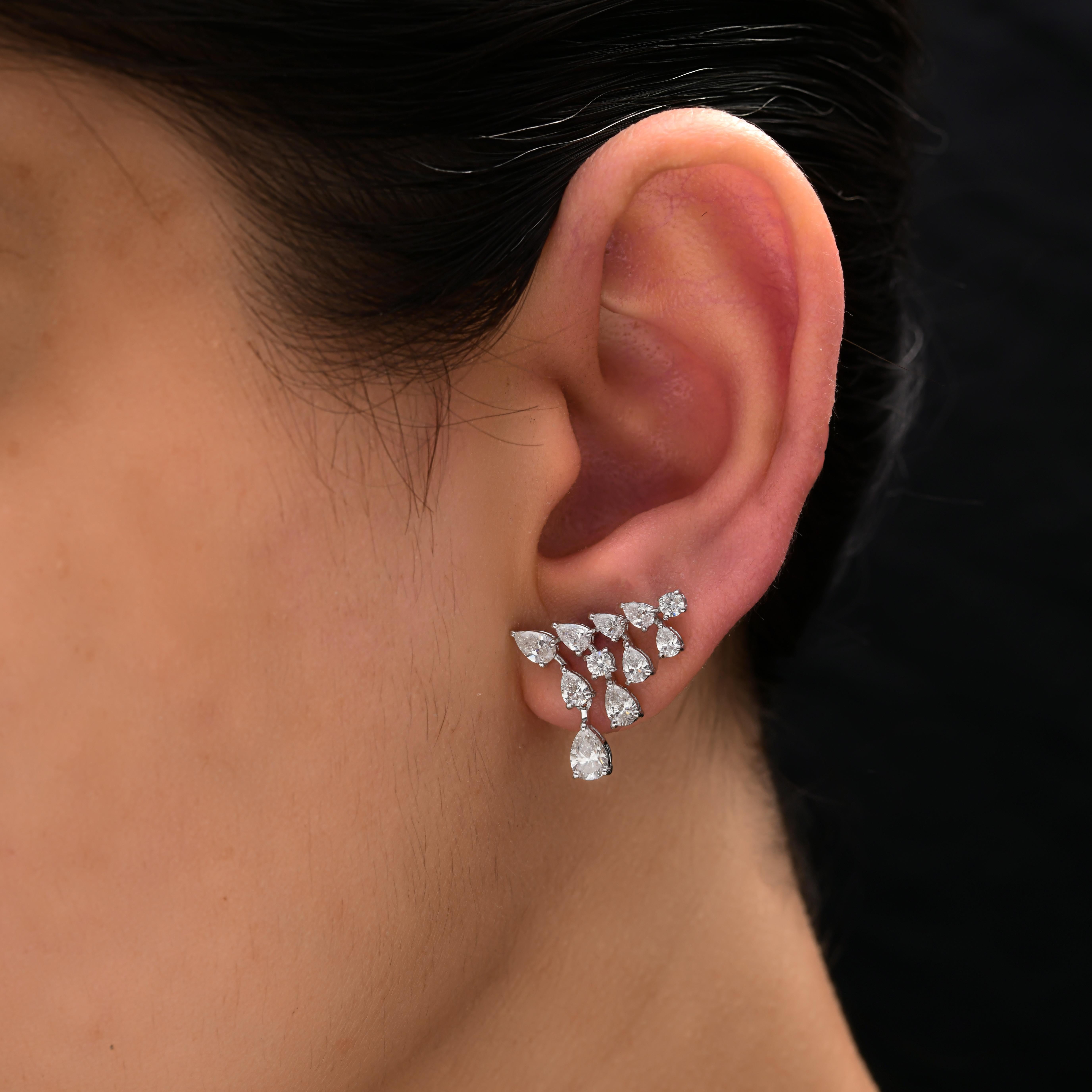 Birnenschliff 2,28cts SI/HI Diamant Ohrstecker Geschenk 14 Karat Massiv Weißgold im Angebot 3