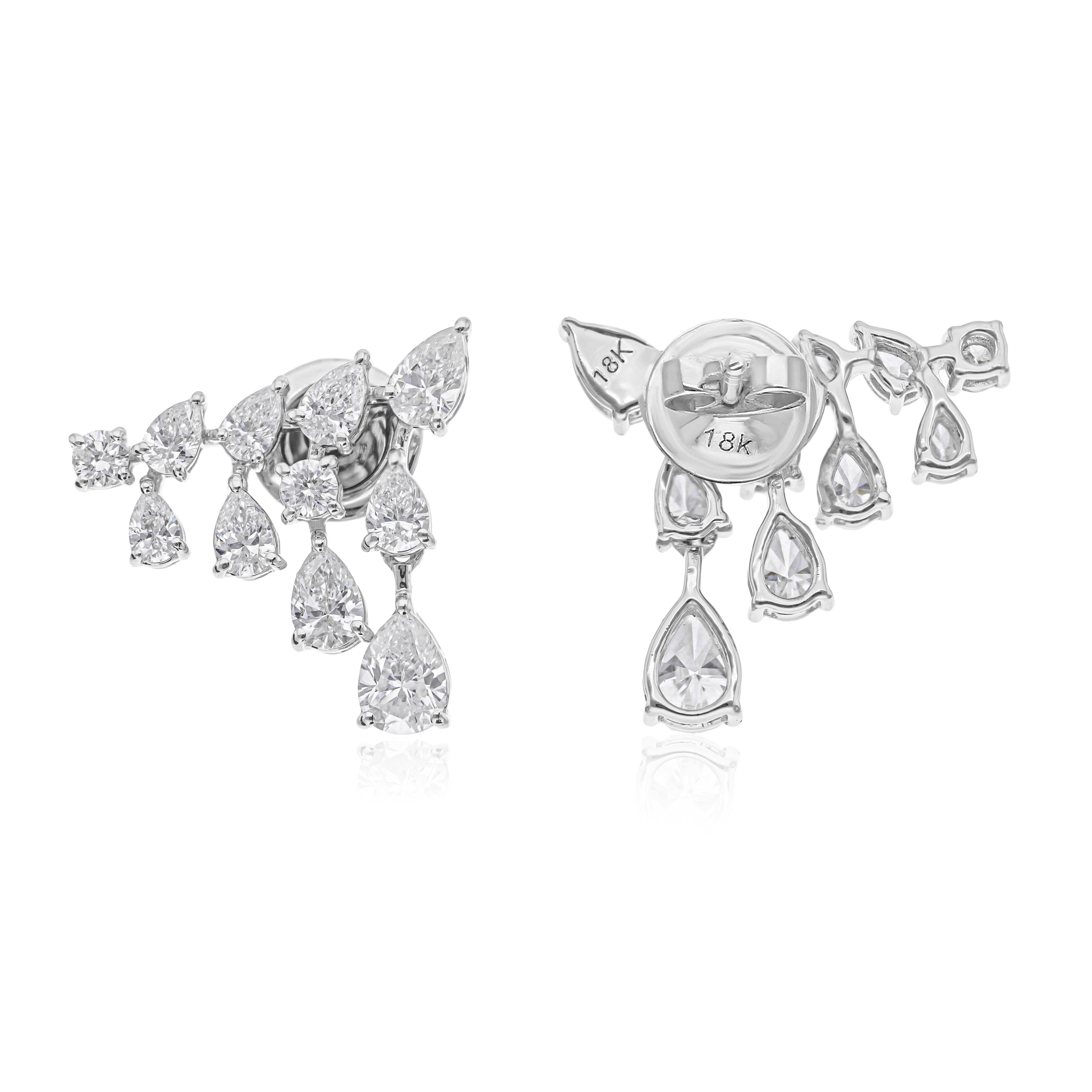 Pear Cut 2.28cts SI/HI Diamond Stud Earrings Gift 18k Solid White Gold In New Condition For Sale In Diera, Dubai