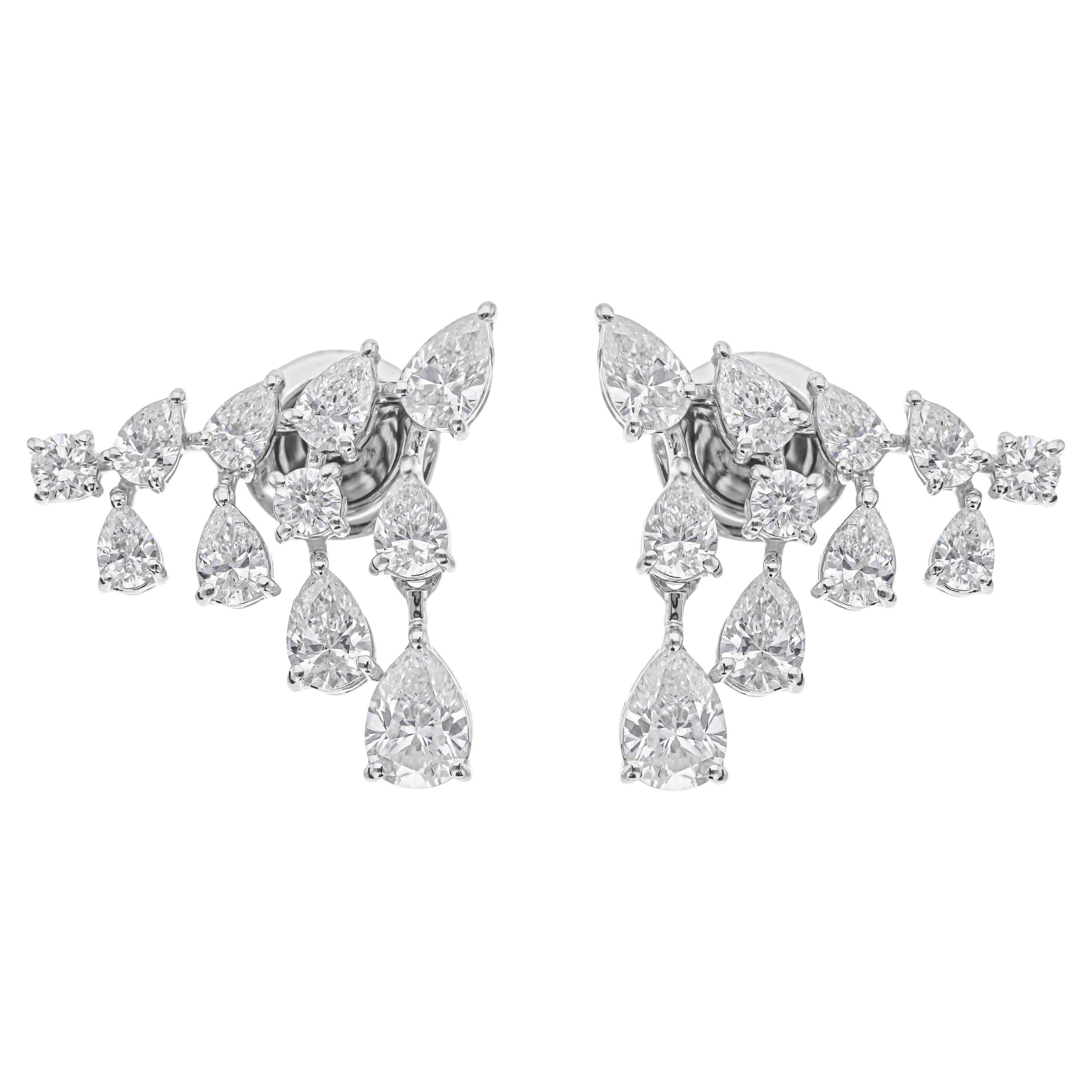 Pear Cut 2.28cts SI/HI Diamond Stud Earrings Gift 18k Solid White Gold For Sale