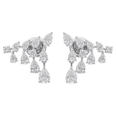 Boucles d'oreilles diamant taille poire 2.28cts SI/HI Cadeau or blanc massif 18k