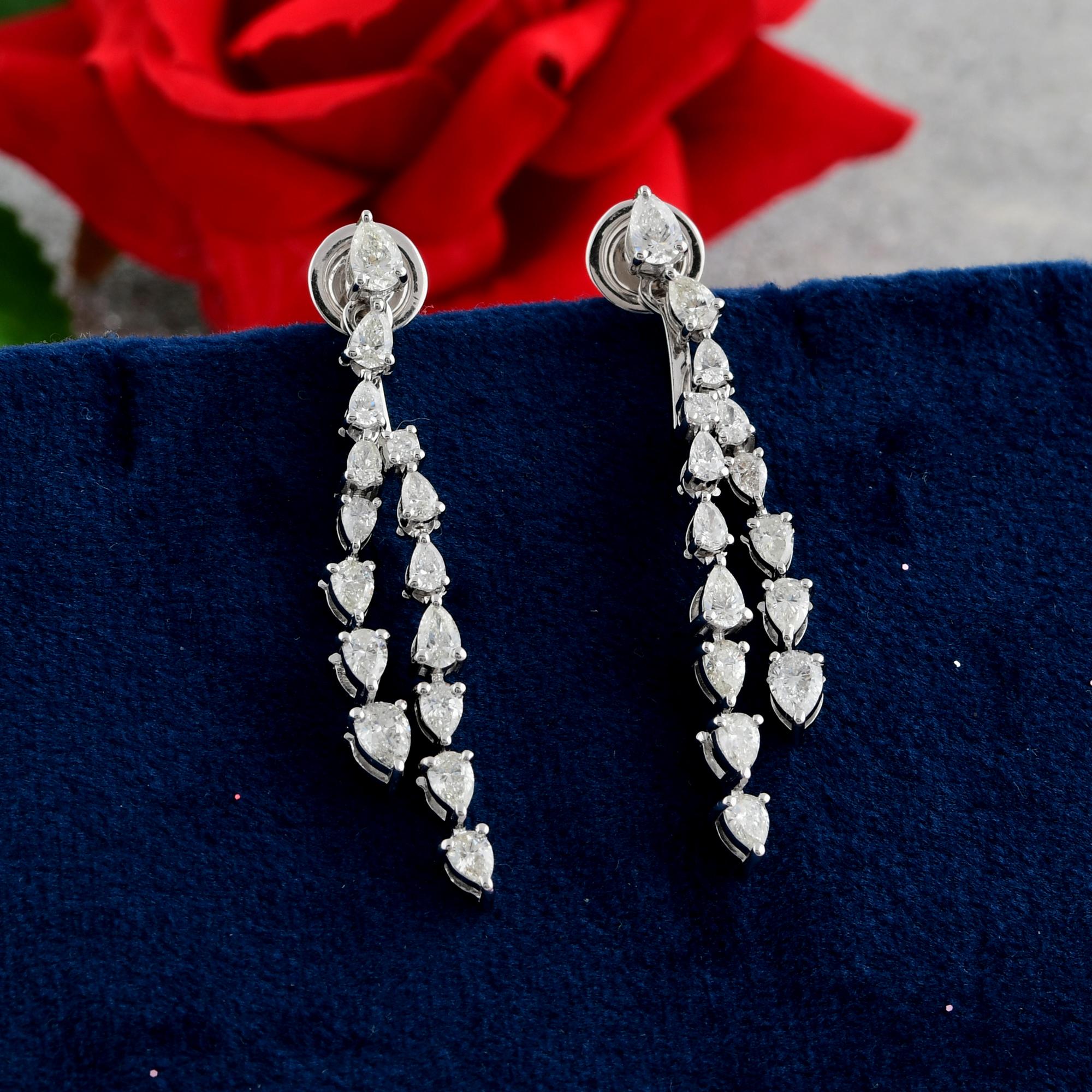 Birnenschliff 2.30Ct SI/H natürlicher Diamant Jacke Ohrringe für Brautjungfer 14k Gold (Moderne) im Angebot