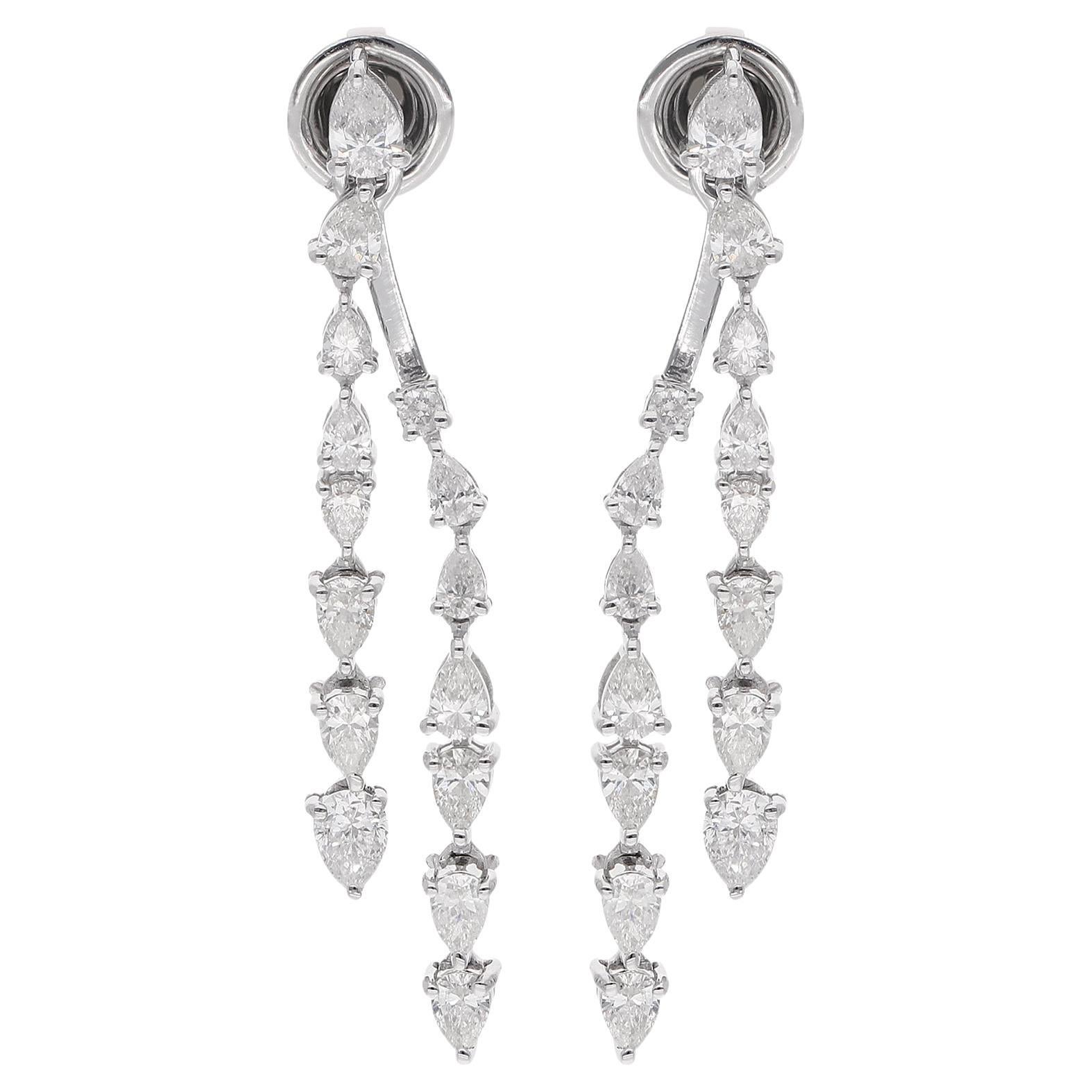 Birnenschliff 2.30Ct SI/H Natürlicher Diamant Jacke Ohrringe für Brautjungfer 18k Gold im Zustand „Neu“ im Angebot in Diera, Dubai