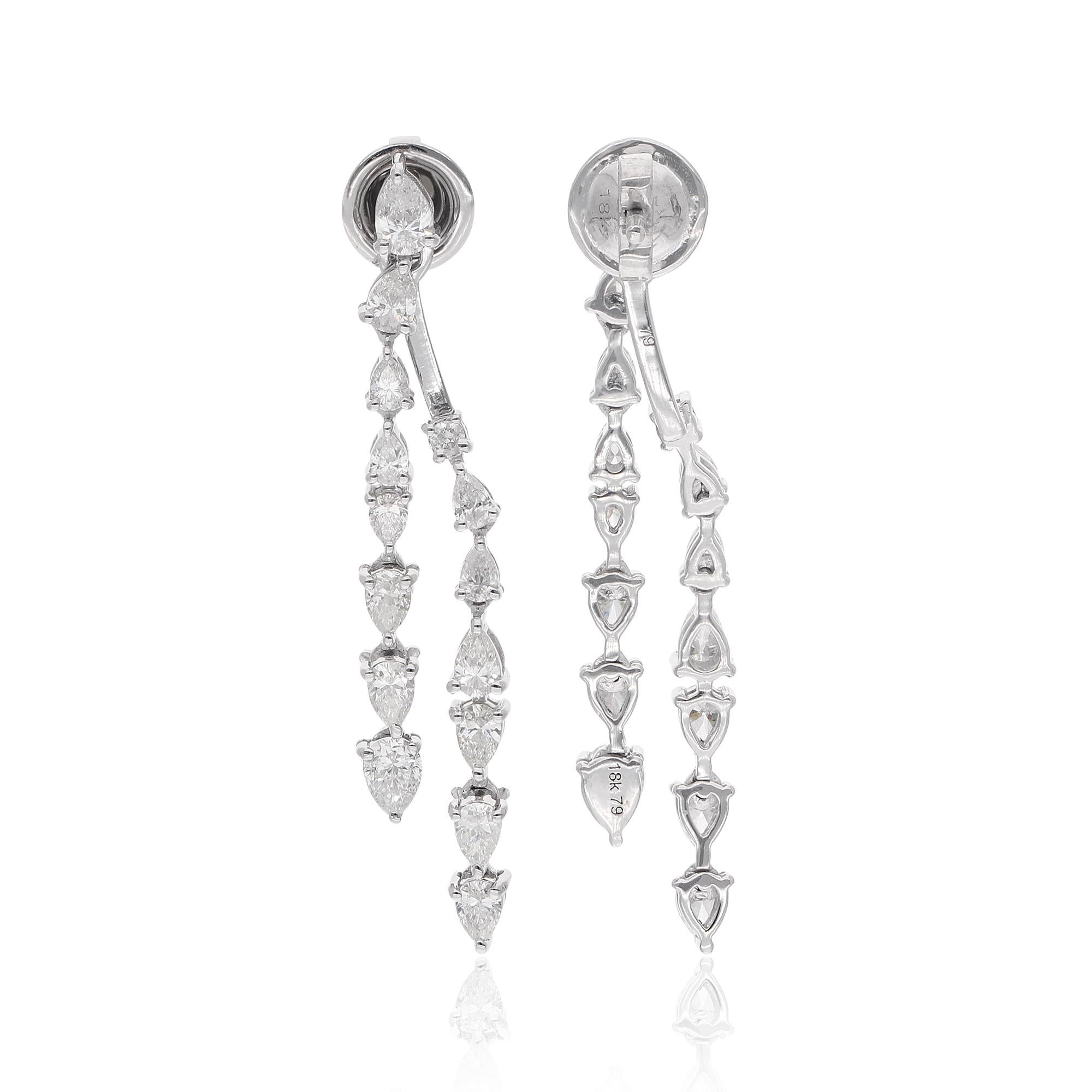 Birnenschliff 2.30Ct SI/H Natürlicher Diamant Jacke Ohrringe für Brautjungfer 18k Gold Damen im Angebot