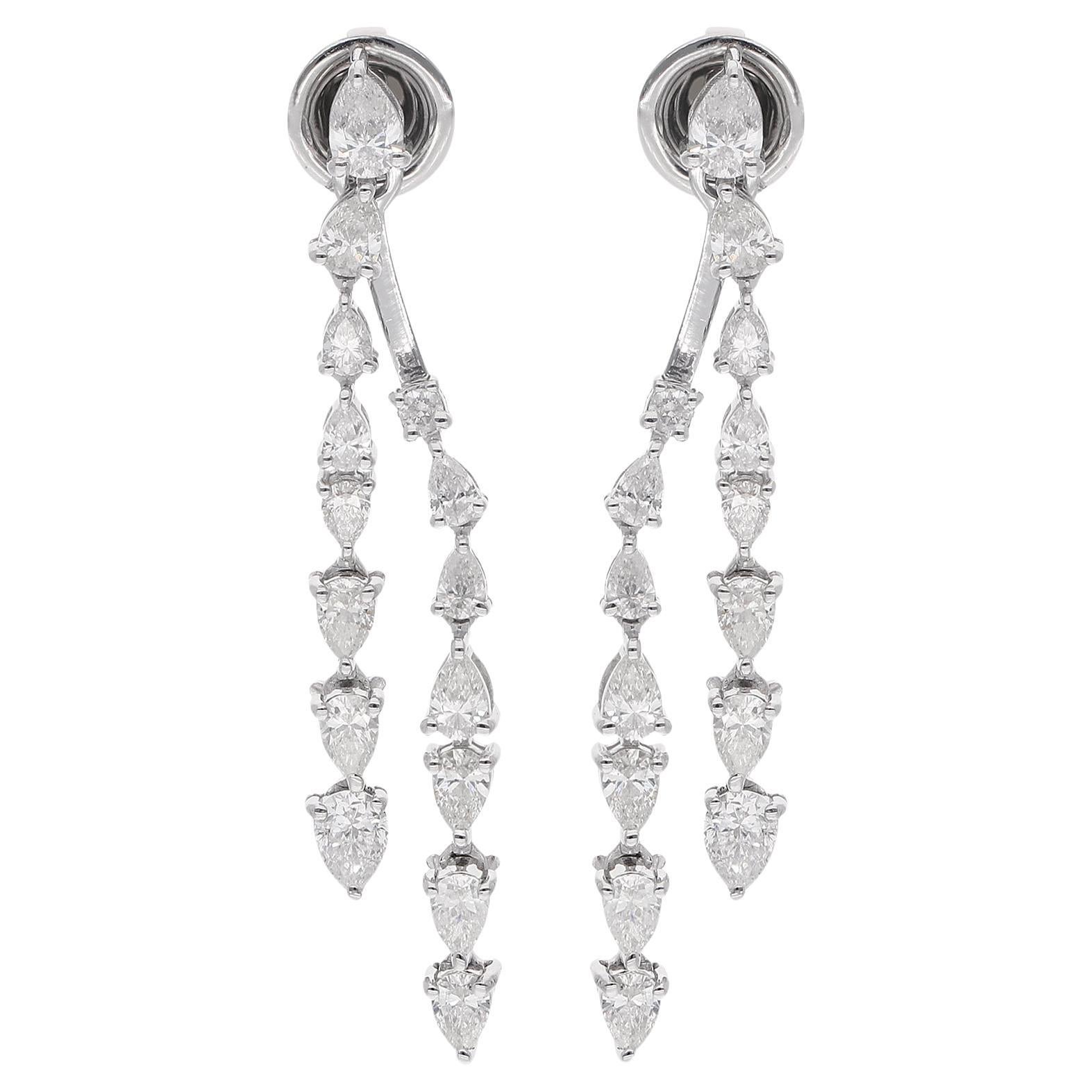 Boucles d
oreilles poire 2.30Ct SI/H Diamant Naturel pour demoiselle d
honneur Or 18k