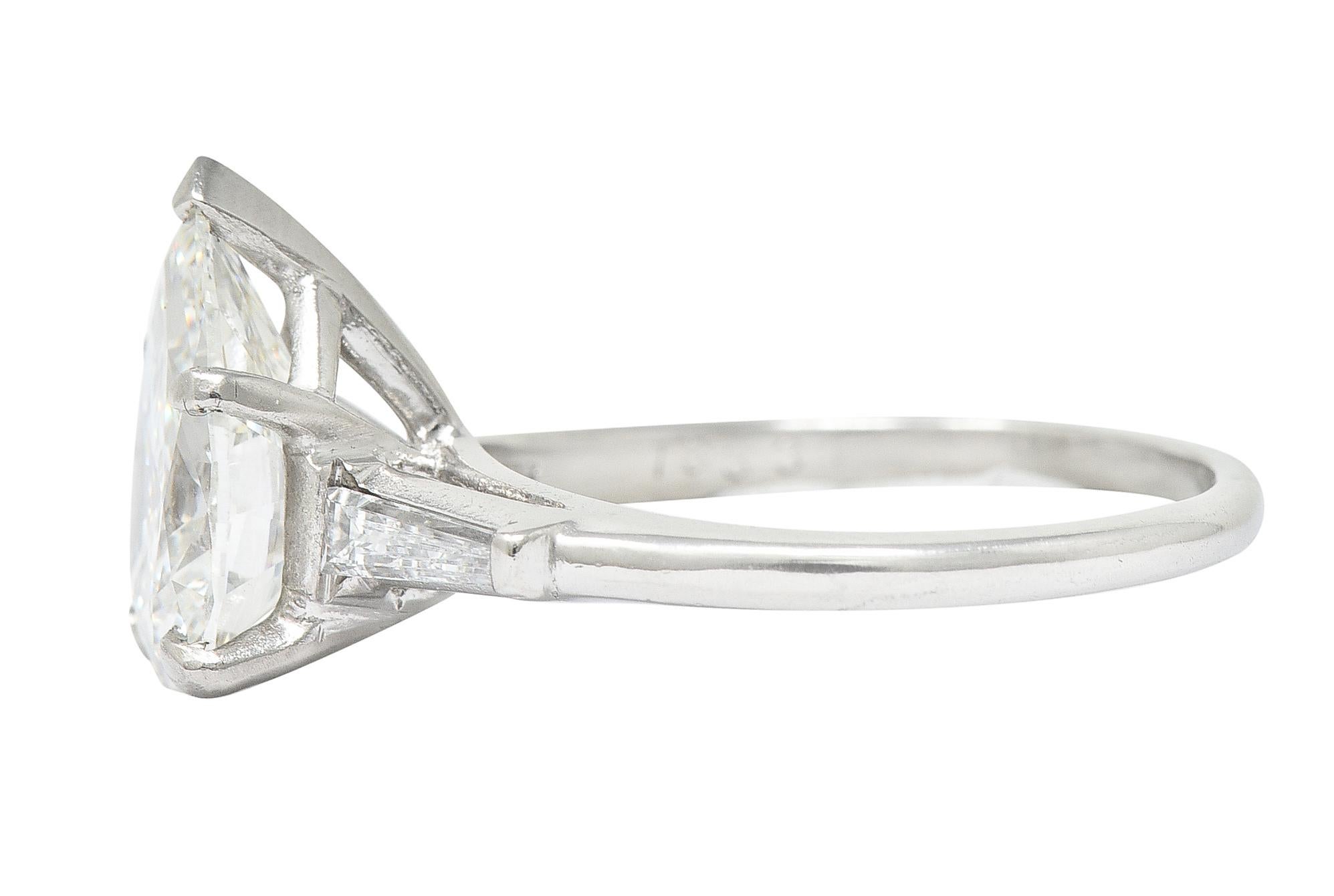 Women's or Men's Pear Cut 3.56 Carats Diamond Platinum Engagement Ring GIA