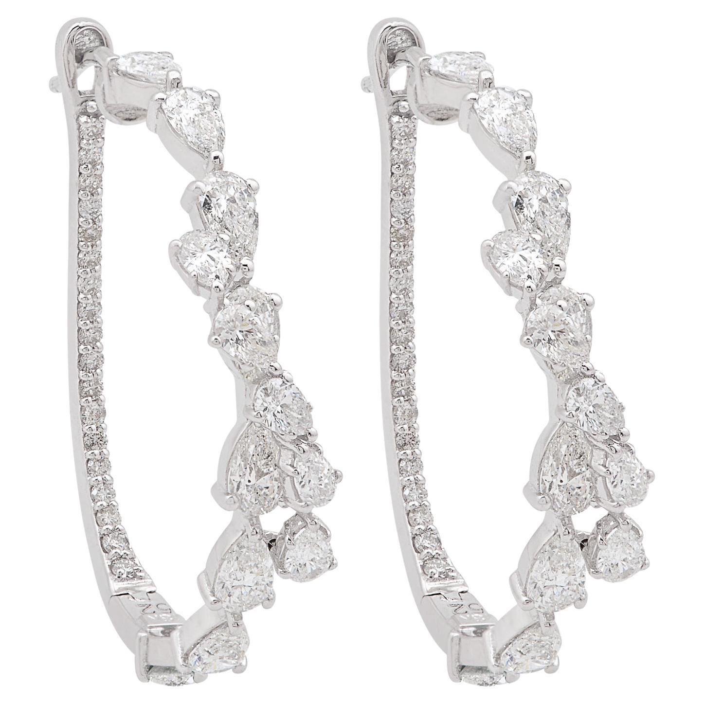 Moderne Boucles d'oreilles russes en or blanc 18 carats avec diamant naturel de 3,60 carats en forme de poire en vente