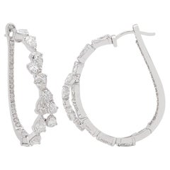 Orecchini a cerchio in oro bianco 18 carati con diamante naturale taglio pera da 3,60 carati