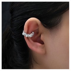 Pear Cut 3.73 Ct Natural Diamond Helix Hoop Earrings 18k White Gold