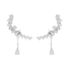 Pear Cut 3.90Ct Natural Diamond Ear Climber Drop Earrings In 14K White Gold Pear Cut 3.90Ct Natural Diamond Ear Climber Drop Earrings In 14K White Gold
