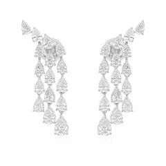 Pear Cut 4.21Ct Diamond Dangle Drop Bridesmaid Earrings 14 Karat White Gold