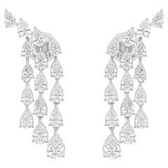 Pear Cut 4.21Ct Diamond Dangle Drop Bridesmaid Earrings 18 Karat White Gold