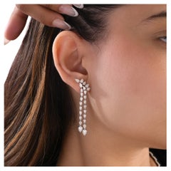 5.78 ct Pear & Marquise Diamond Double-Strand Linear Drop Earrings 14K gold gift