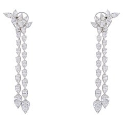 5.78 ct Pear & Marquise Diamond Double-Strand Linear Drop Earrings 14K gold gift