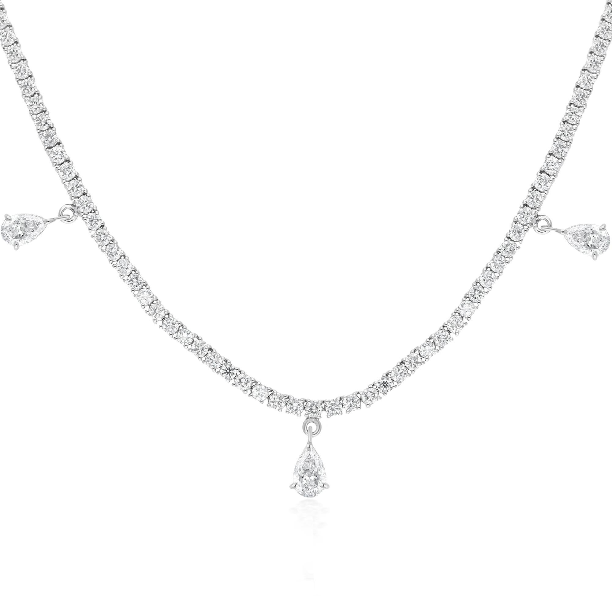 Taille poire Collier pendentif de mariage en or blanc 14k avec pendentif en diamant taille poire 7.86 Ct SI/H en vente