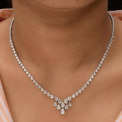 Pear Cut 7.86ct Natural Diamond Drop Necklace in 14K White Gold