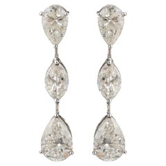 Pear Cut 7.91 Ct Certified Diamond Dangle Earrings 18k White Gold