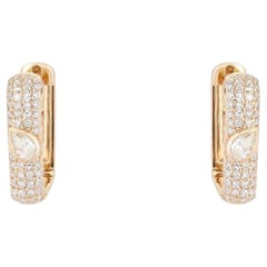 Pear Cut Accent Pave Diamond 14K (18k upon request) Yellow Gold Huggie Earrings