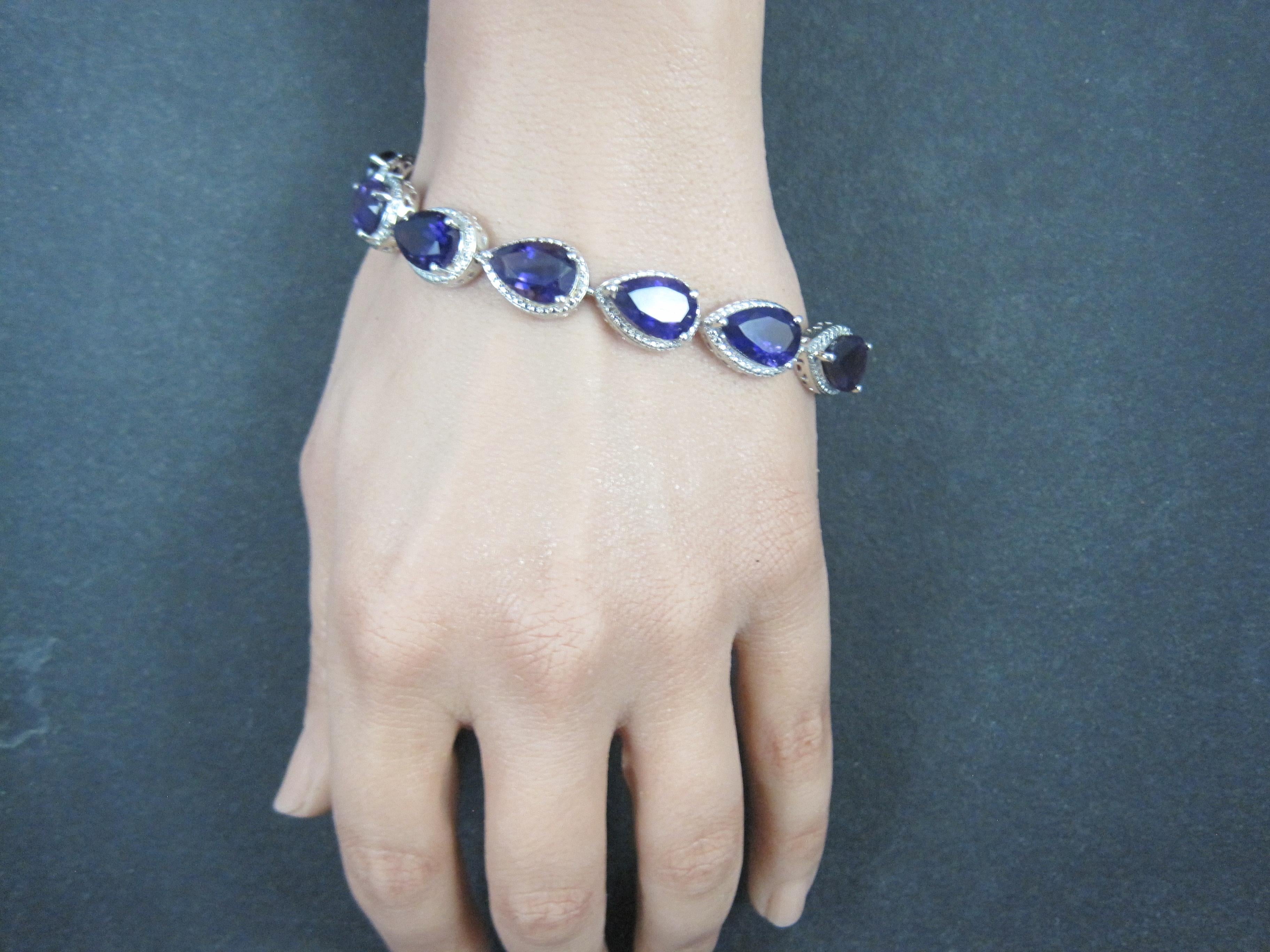 Pear Cut Amethyst Bracelet Sterling Silver 7.25