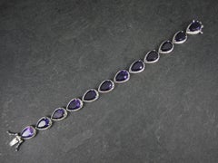 Bracciale con ametista taglio pera A. Silver 7,25" 32,4 carati