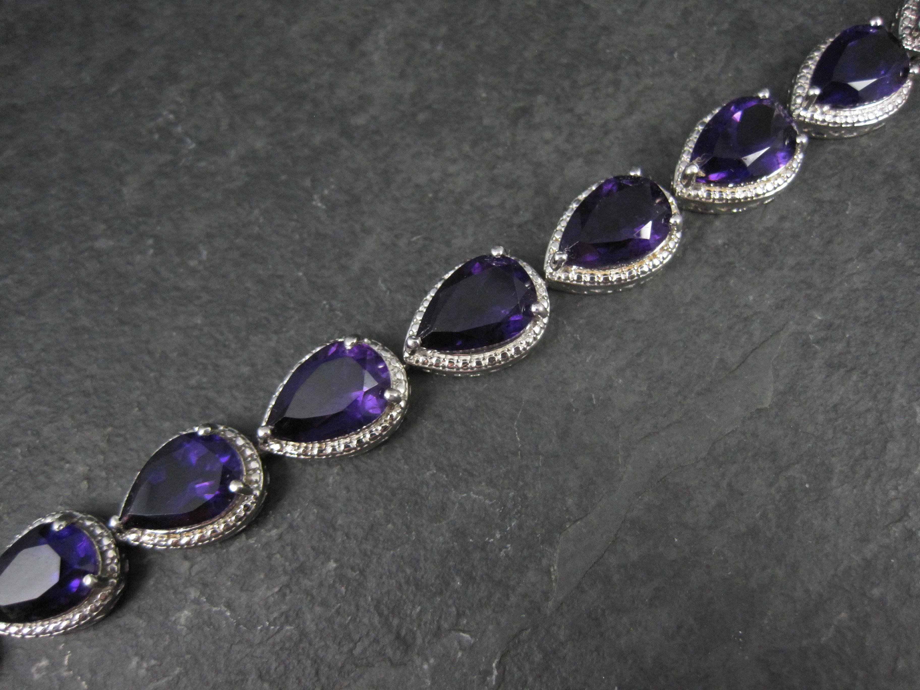 Pear Cut Amethyst Bracelet Sterling Silver 7.25