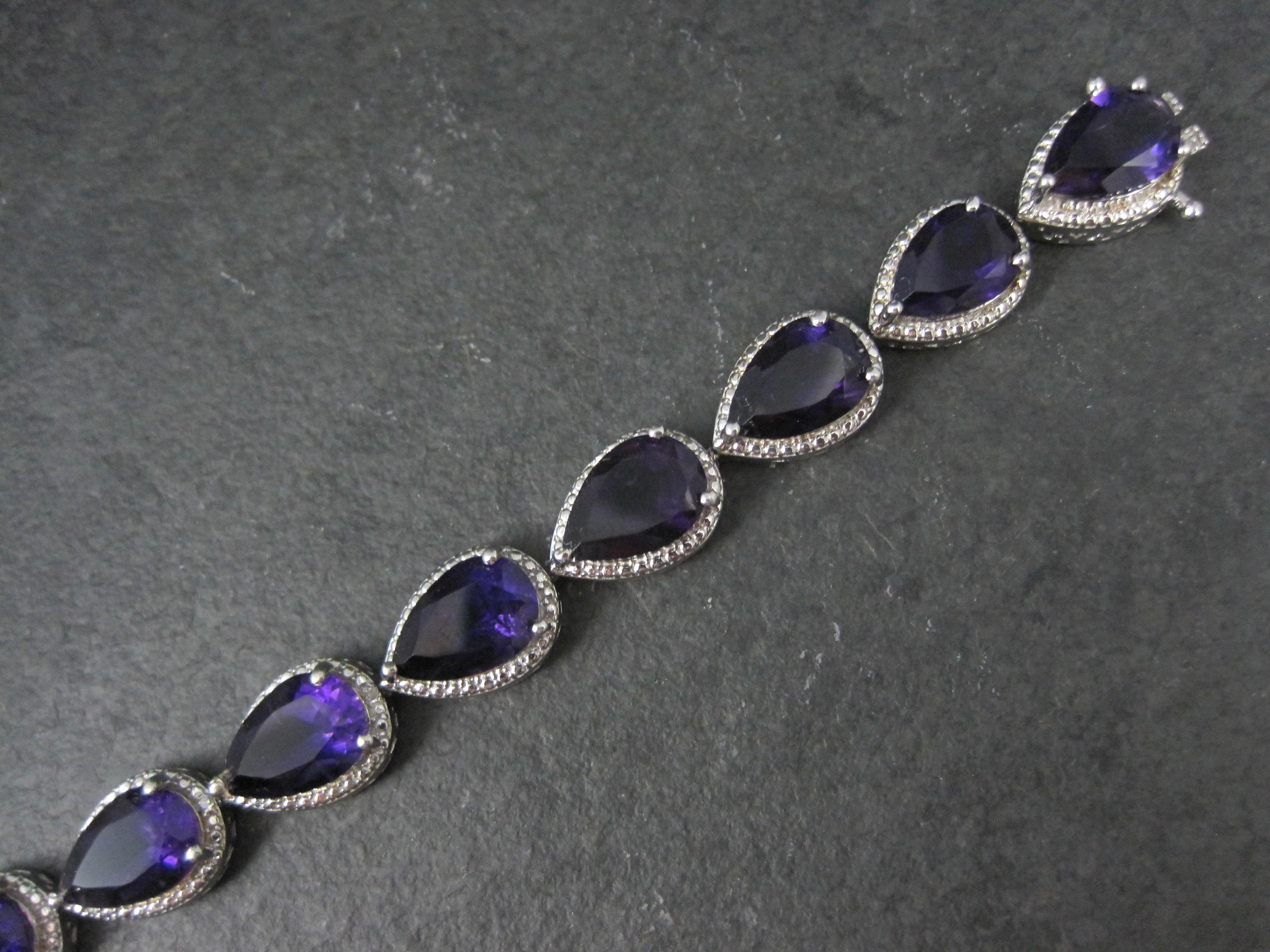 Women's Pear Cut Amethyst Bracelet Sterling Silver 7.25