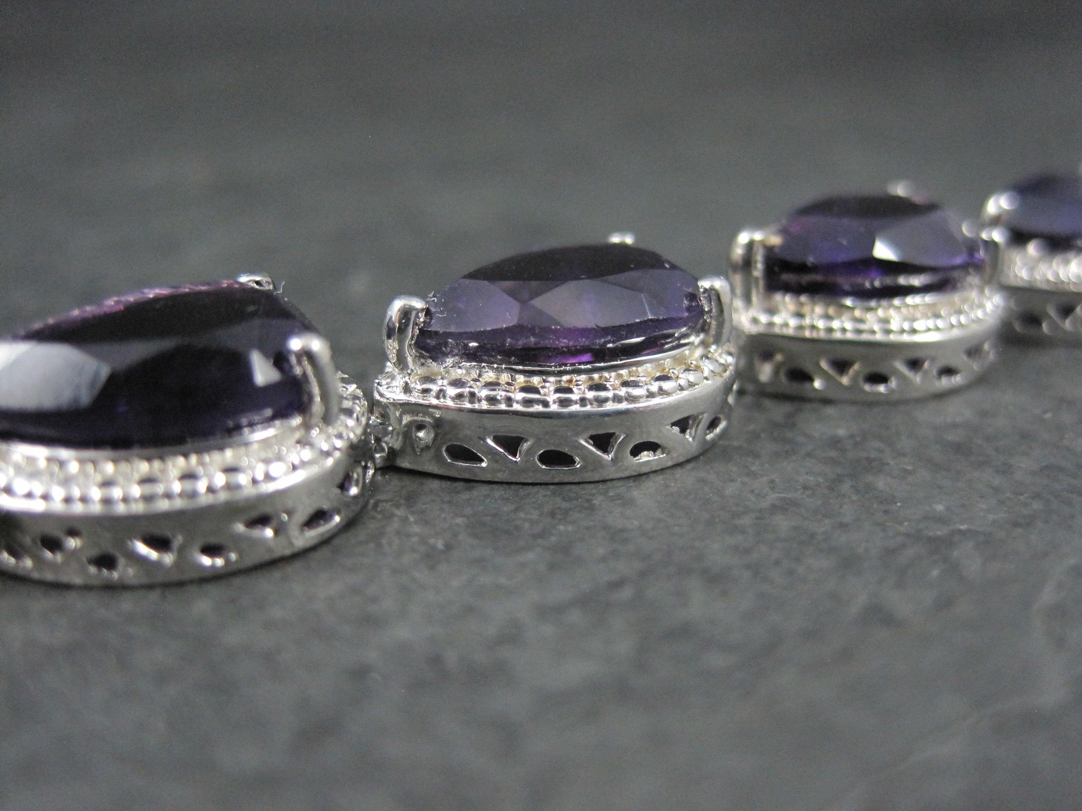 Pear Cut Amethyst Bracelet Sterling Silver 7.25